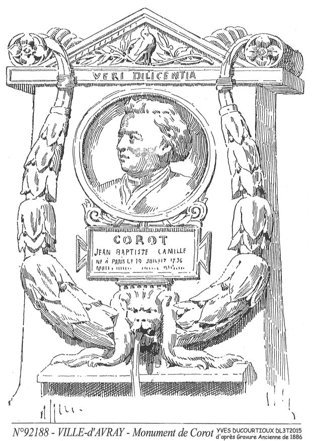 N 92188 - VILLE D AVRAY - monument de corot (d'aprs gravure ancienne)